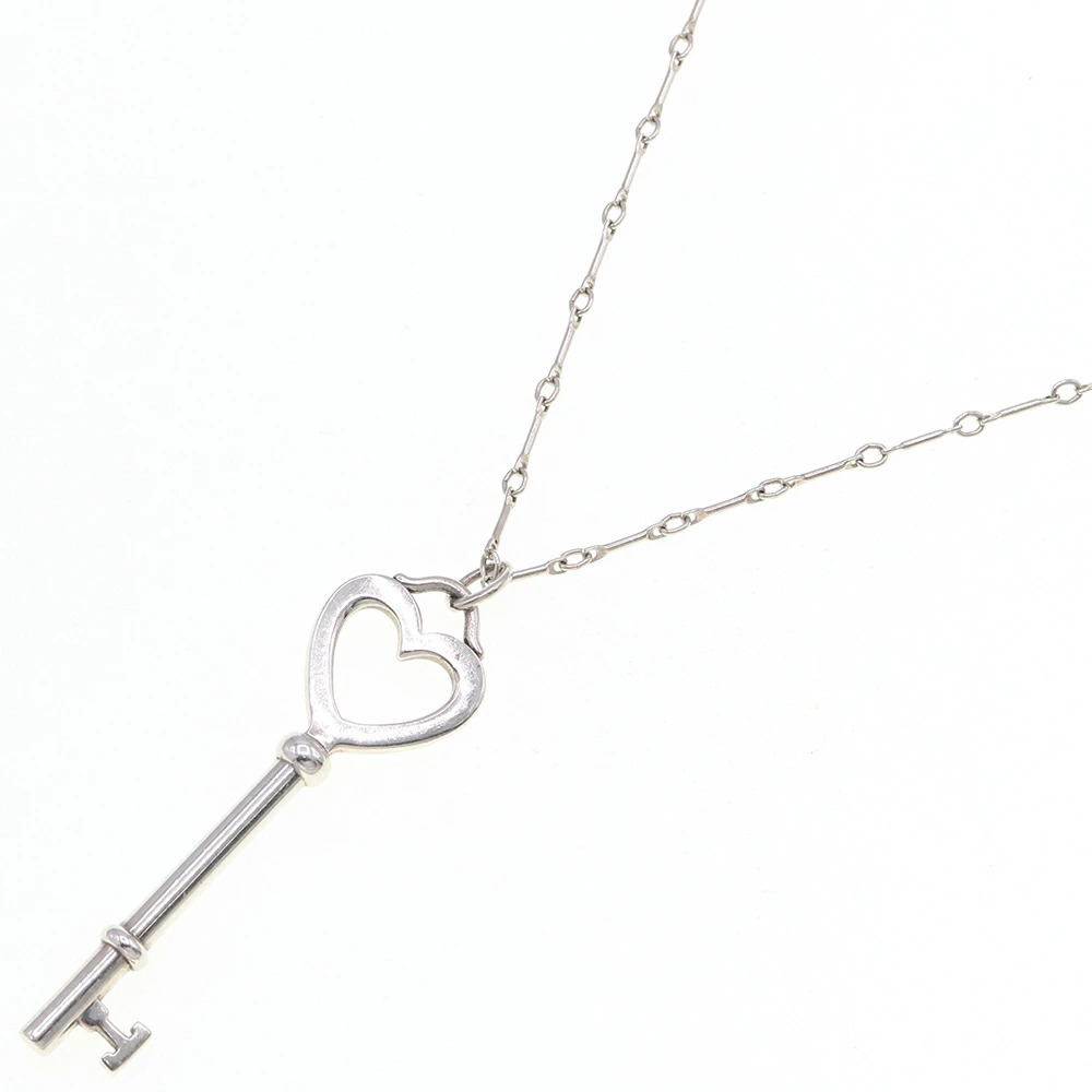Tiffany Co Necklace Heart Key Sterling Silver Pendant Long Chain